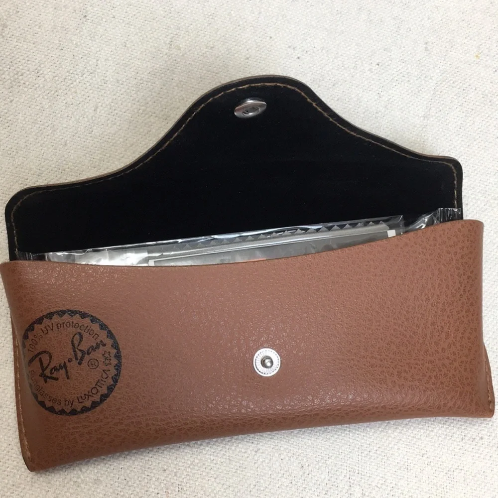 Brown Leather Ray Ban sunglasses case w cloth
